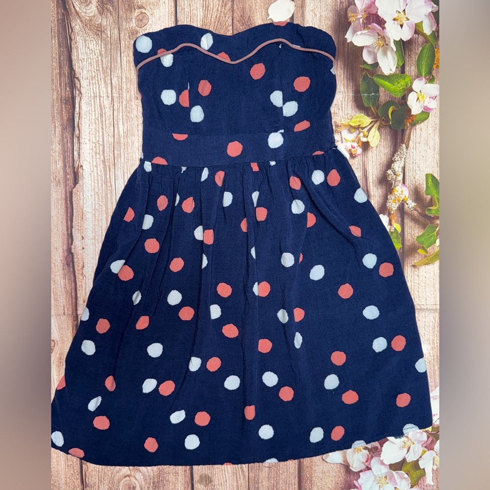 Xhilaration Navy Polka Dot Midi Dress - Picture 3 of 6